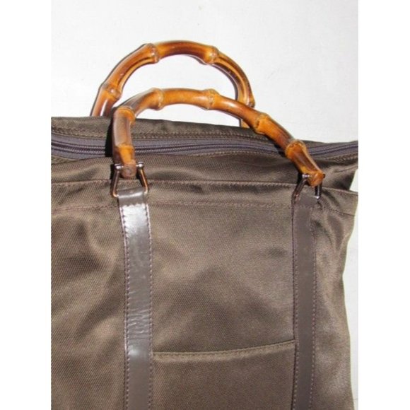 Gucci Burgundy Brown Top Handle Tote Shopper Canvas and Leather - Picture 11 of 12